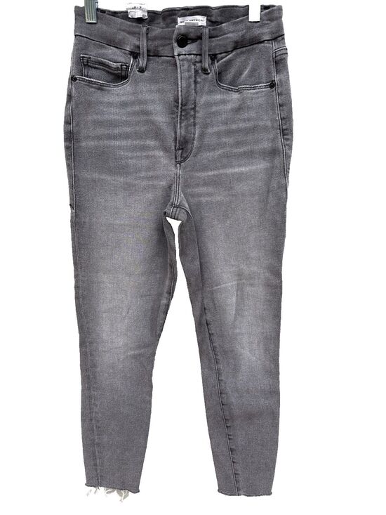 Good American Denim - Good American sz 4 27 Denim Good Waist Crop Raw Hem Jeans in Charcoal Wash